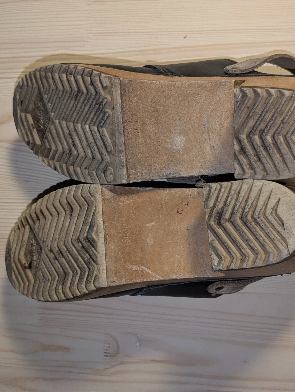 Vtg Sven Swedish Clogs Black Leather Wooden Lace Slingback Clogs Shoes 38 7.5